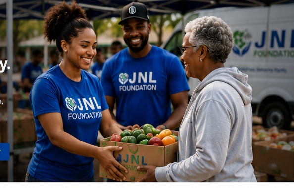 JNL Foundation volunteers delivering fresh food to community members